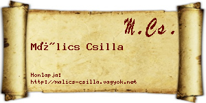 Málics Csilla névjegykártya